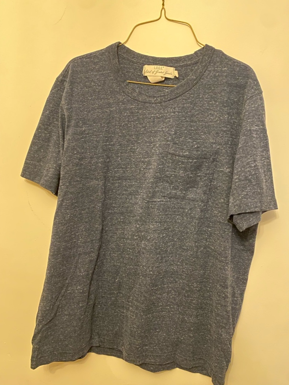 Men's Heather Navy Pocket T-Shirt Size L